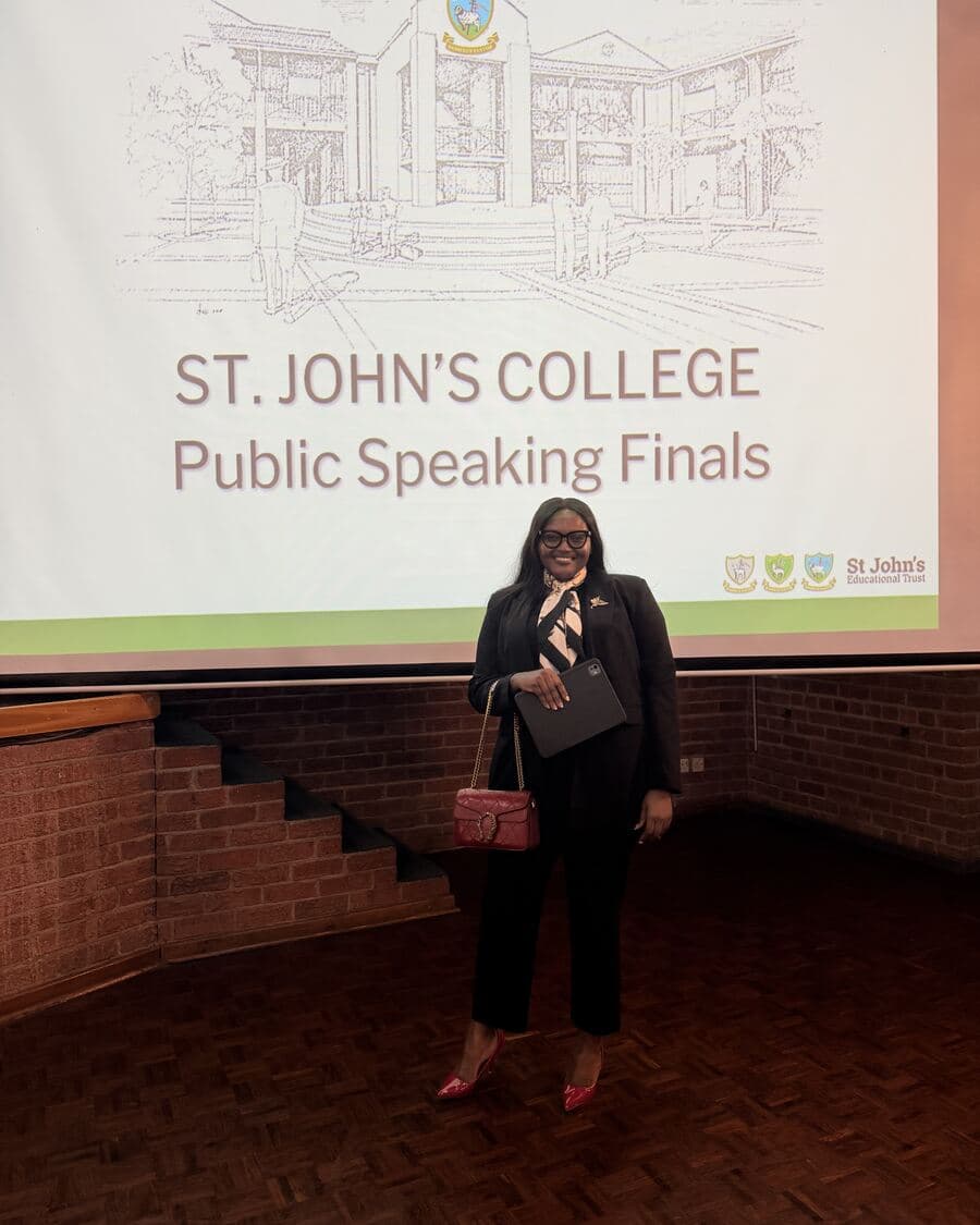 Miriro Munodawafa judging the St John's College public speaking finals