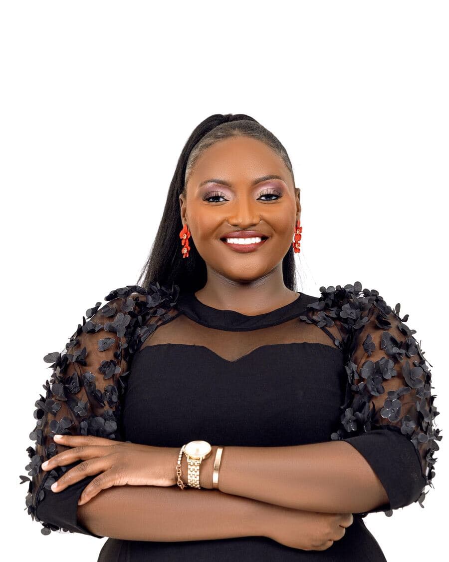 Miriro Munodawafa in a black dress