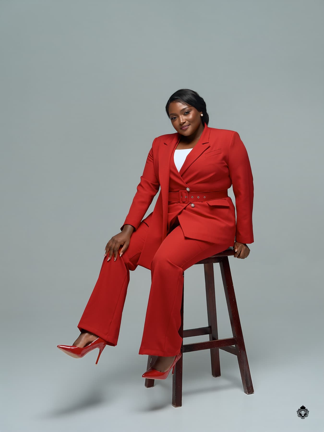 Miriro Munodawafa in a boardroom-ready power suit